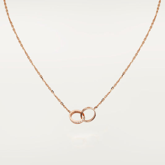 [NOBLE AURA] LOVE DOUBLE RING HALF DIAMOND NECKLACE