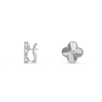 [NOBLE AURA]CLOVER SILVER 15MM MOP DIAMOND EARRINGS COLLECTION