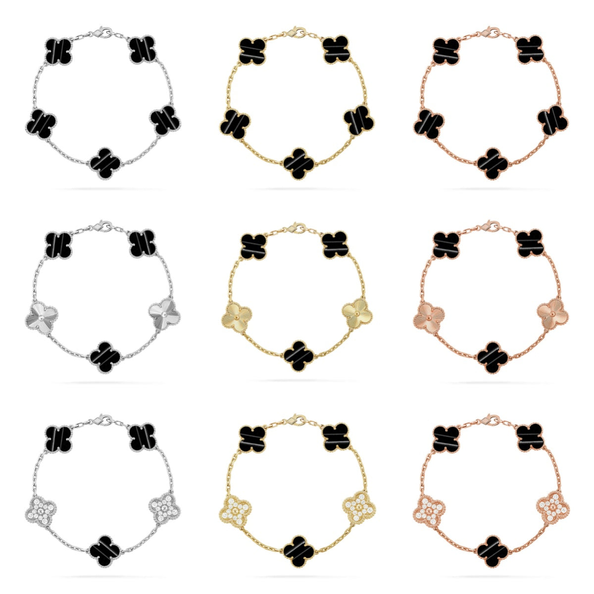 [NOBLE AURA] CLOVER 5 MOTIF PULSAR STONE BRACELET COLLECTION