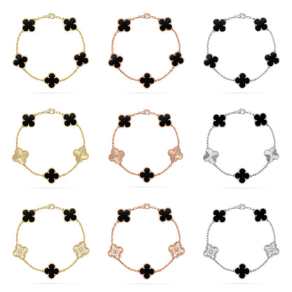 [NOBLE AURA] CLOVER 5 MOTIF ONYXS BRACELET COLLECTION