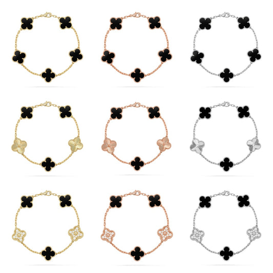 [NOBLE AURA] CLOVER 5 MOTIF ONYXS BRACELET COLLECTION