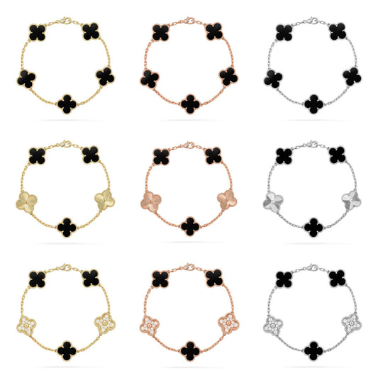 [NOBLE AURA] CLOVER 5 MOTIF ONYXS BRACELET COLLECTION