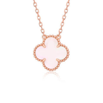 [NOBLE AURA]CLOVER 15MM PINK MOTHER-OF-PEARL SINGLE FLOWER NECKLACE