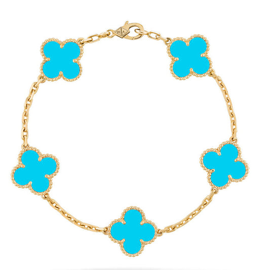 [NOBLE AURA]CLOVER 5 MOTIFS TURQUOISE BRACELET