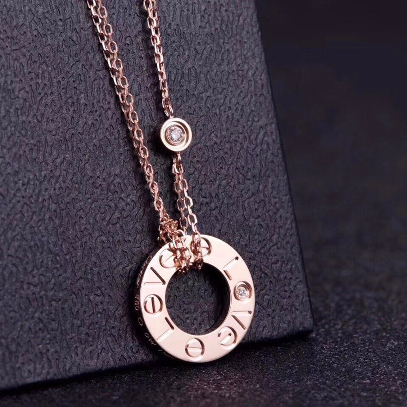 [NOBLE AURA]LOVE NECKLACE 16MM 2 DIAMONDS