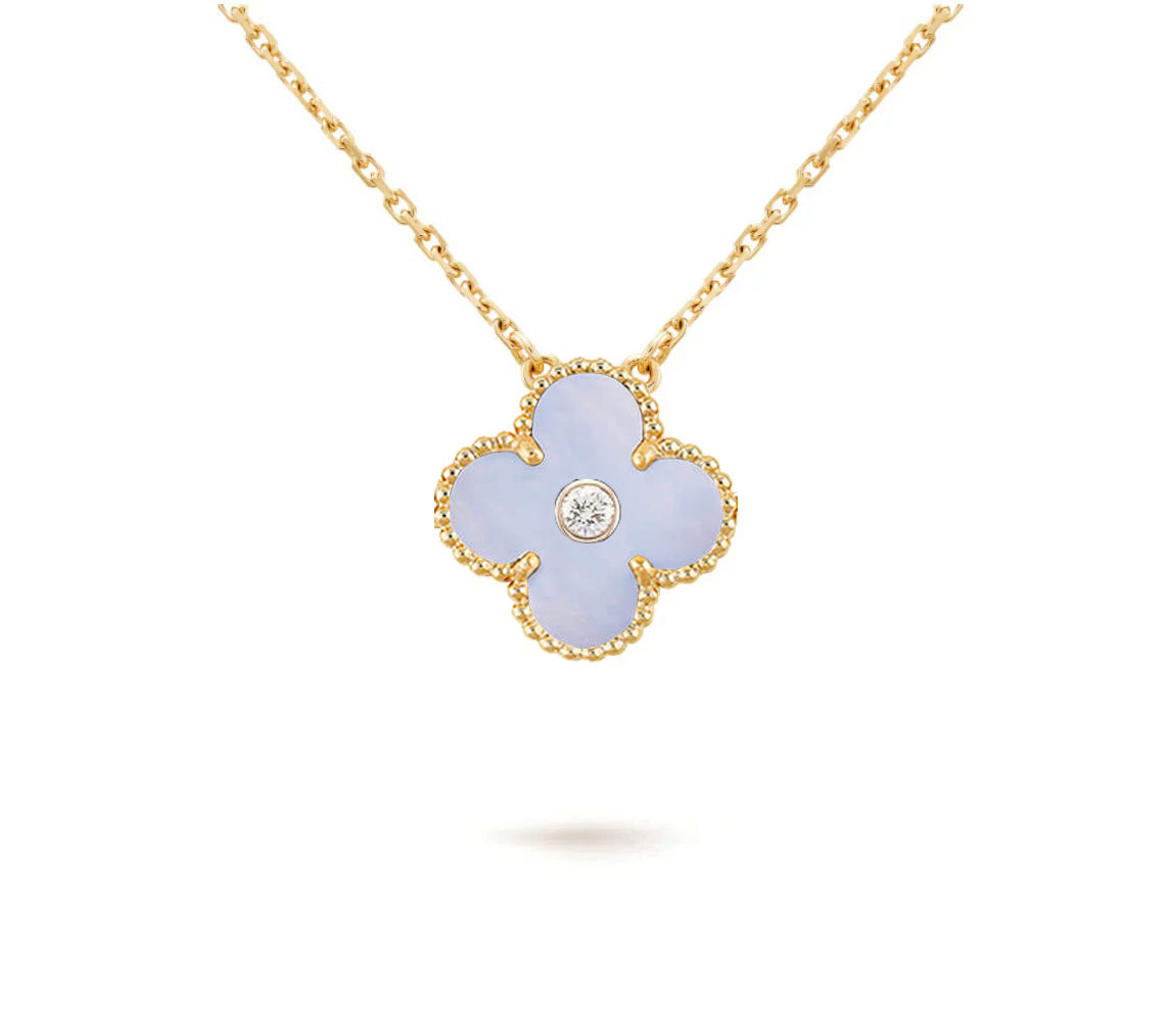 [NOBLE AURA] CLOVER 15MM DIAMOND SINGLE FLOWER NECKLACE COLLECTION