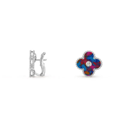 [NOBLE AURA]CLOVER SILVER 15MM MOP DIAMOND EARRINGS COLLECTION