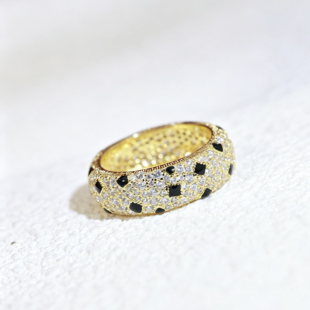 [NOBLE AURA] PANTHERE SPOTTED FULL DIAMOND RING