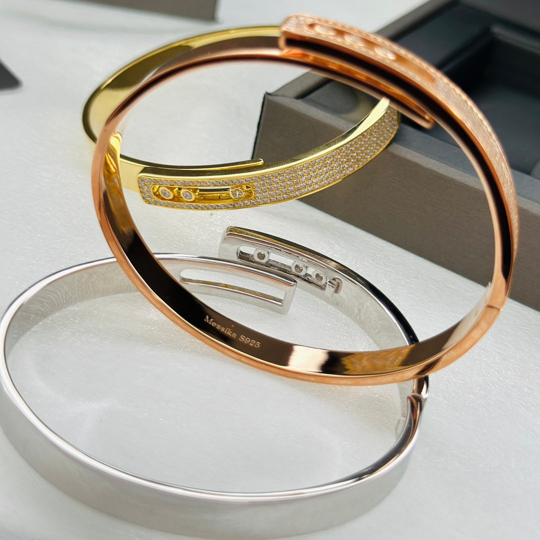 [NOBLE AURA]Move Noa Rose Gold Pavé Diamond Bangle Bracelet