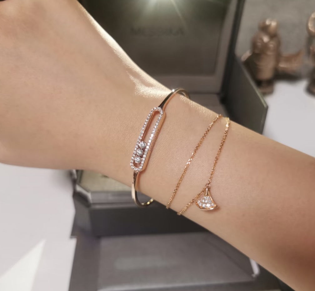 [NOBLE AURA]Move Pavé Diamond Bangle Bracelet M