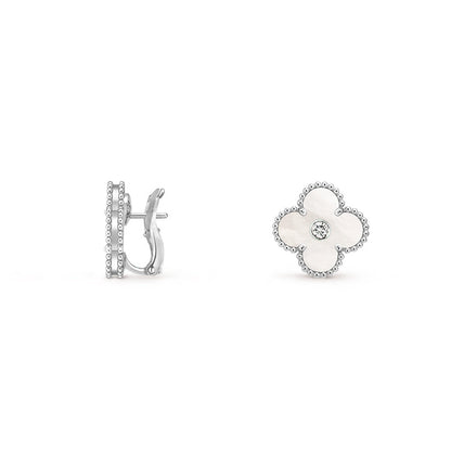 [NOBLE AURA]CLOVER SILVER 15MM MOP DIAMOND EARRINGS COLLECTION