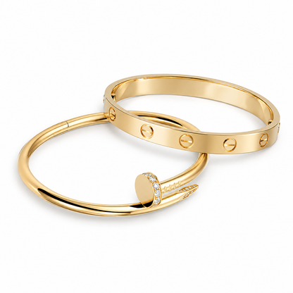 [NOBLE AURA] LOVE Classic & JUSTE Diamond Bracelet Stack Set