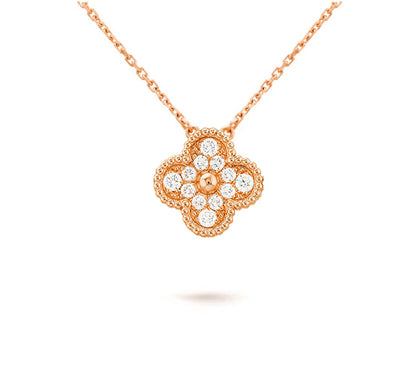 [NOBLE AURA]CLOVER 15MM DIAMOND SINGLE FLOWER NECKLACE COLLECTION