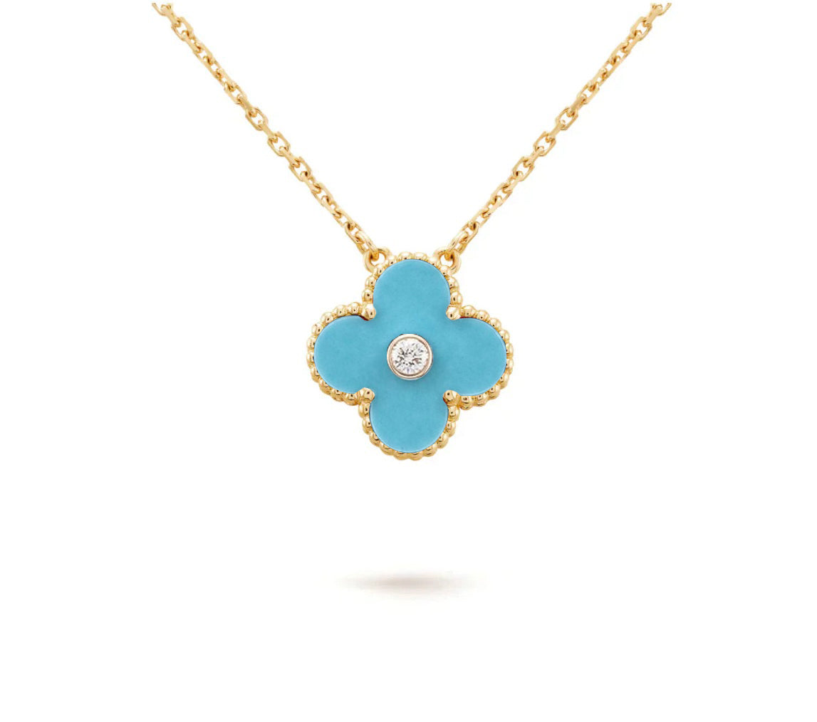 [NOBLE AURA]CLOVER 15MM DIAMOND SINGLE FLOWER NECKLACE COLLECTION