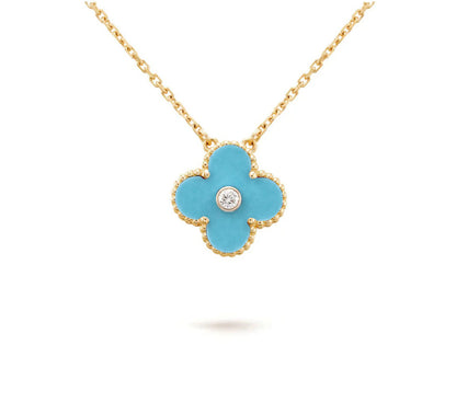 [NOBLE AURA]CLOVER 15MM DIAMOND SINGLE FLOWER NECKLACE COLLECTION