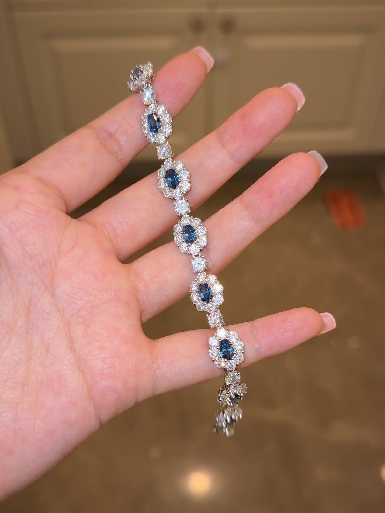 Ice Blue Flower Bracelet