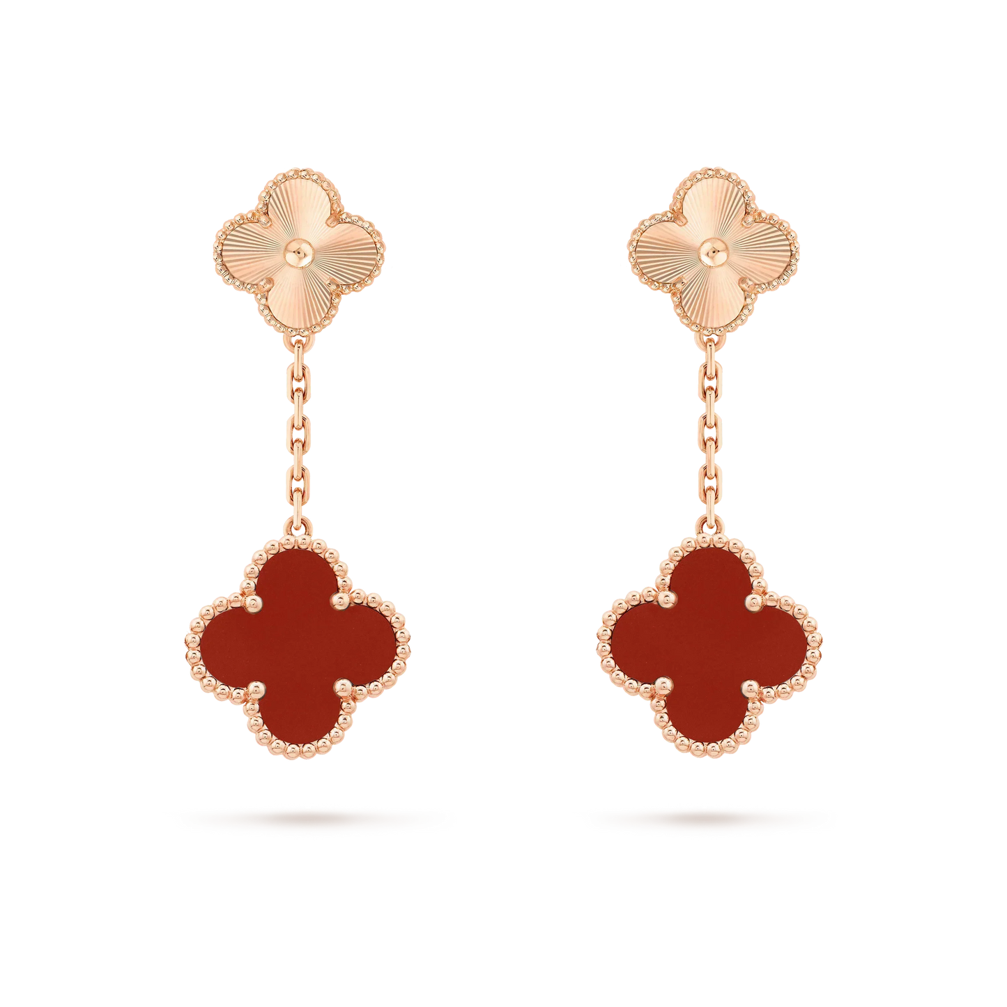 [NOBLE AURA]CLOVER 2 MOTIF  LASER CARNELIAN EARRINGS