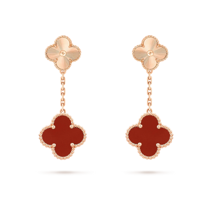 [NOBLE AURA]CLOVER 2 MOTIF  LASER CARNELIAN EARRINGS