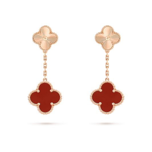[NOBLE AURA]CLOVER 2 MOTIF  LASER CARNELIAN EARRINGS
