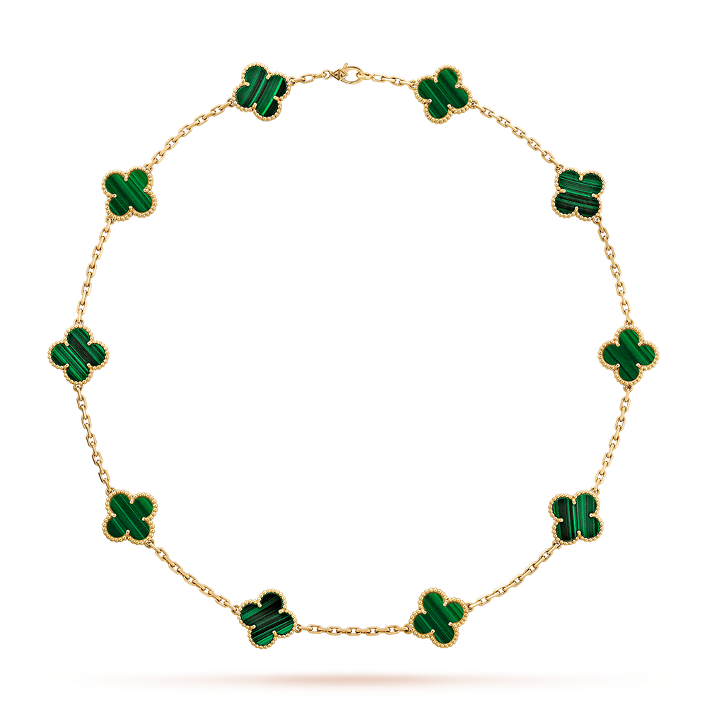[NOBLE AURA]CLOVER 10 MOTIFS MALACHITE NECKLACE