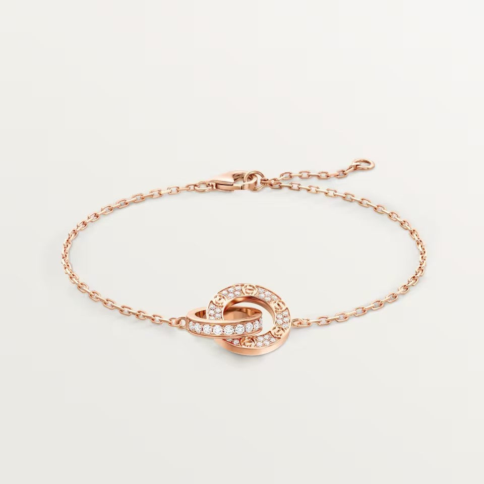 [NOBLE AURA] LOVE DOUBLE RING FULL DIAMOND BRACELET