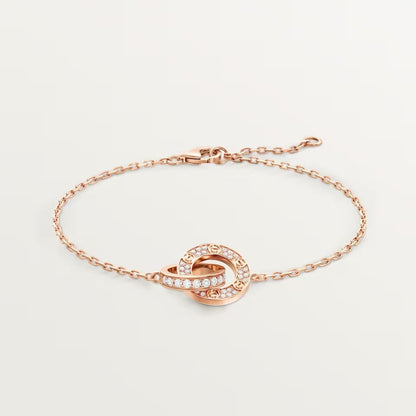 [NOBLE AURA] LOVE DOUBLE RING FULL DIAMOND BRACELET