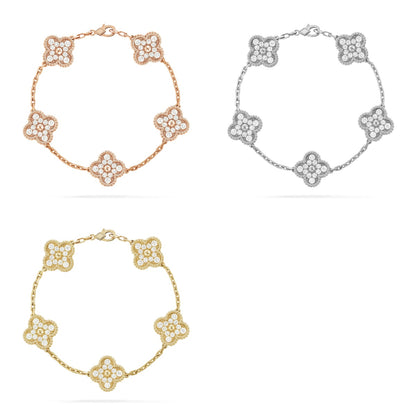 [NOBLE AURA] CLOVER 5 MOTIF FULL DIAMOND BRACELET COLLECTION