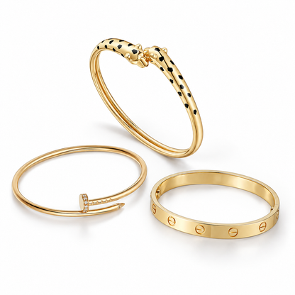 [NOBLE AURA] Panthère & LOVE  & JUSTE  Diamond Bracelet Stack Set