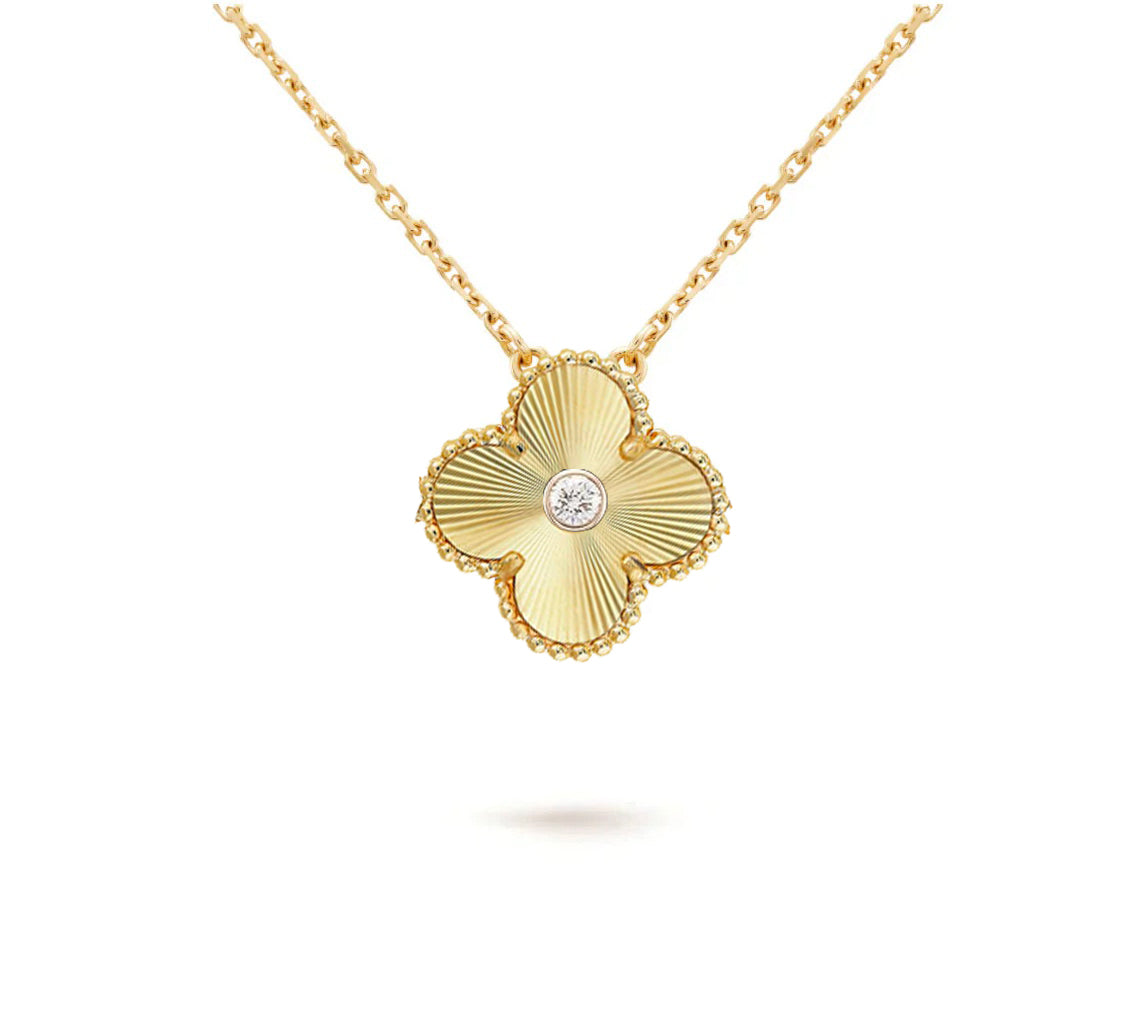 [NOBLE AURA]CLOVER 15MM DIAMOND SINGLE FLOWER NECKLACE COLLECTION