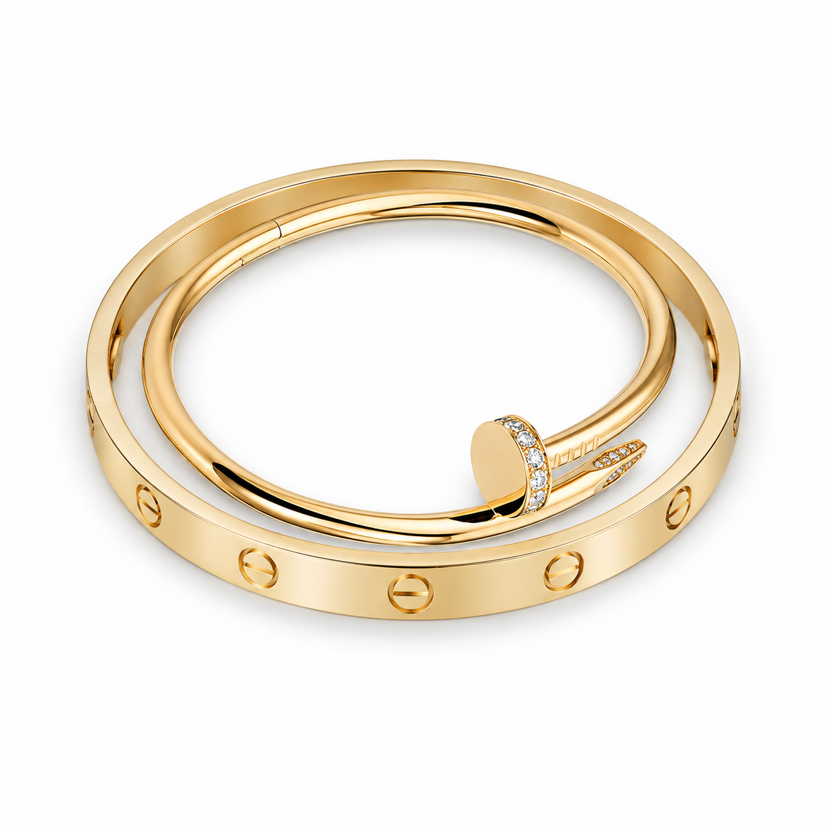 [NOBLE AURA] LOVE Classic & JUSTE Diamond Bracelet Stack Set
