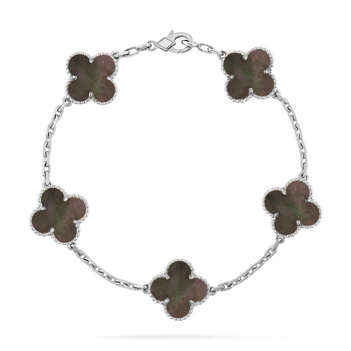 [NOBLE AURA] CLOVER 5 MOTIF GRAY MOP BRACELET COLLECTION