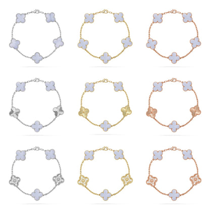 [NOBLE AURA] CLOVER 5 MOTIF PURPLE CHALCEDONY BRACELET COLLECTION