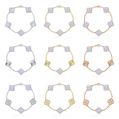 [NOBLE AURA] CLOVER 5 MOTIF PURPLE CHALCEDONY BRACELET COLLECTION