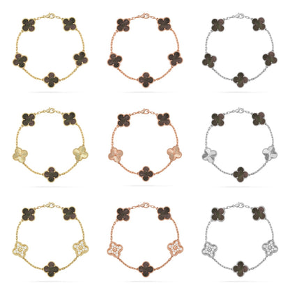 [NOBLE AURA] CLOVER 5 MOTIF GRAY MOP BRACELET COLLECTION
