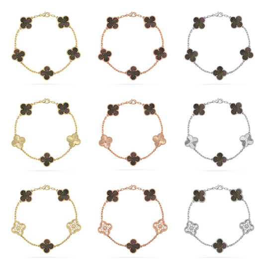 [NOBLE AURA] CLOVER 5 MOTIF GRAY MOP BRACELET COLLECTION