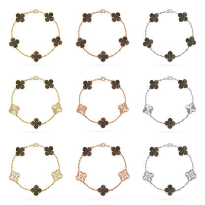 [NOBLE AURA] CLOVER 5 MOTIF GRAY MOP BRACELET COLLECTION