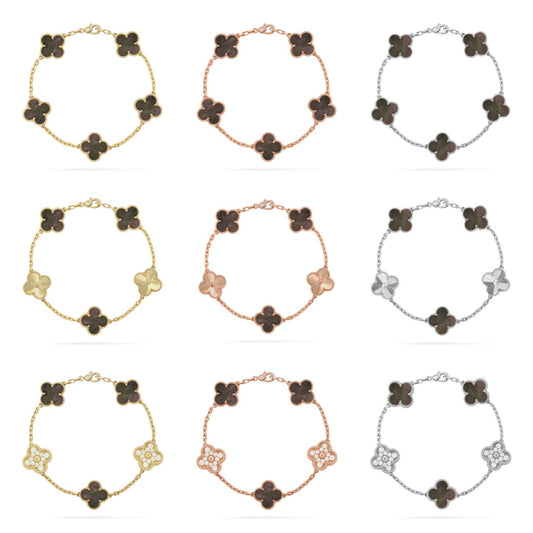 [NOBLE AURA] CLOVER 5 MOTIF GRAY MOP BRACELET COLLECTION