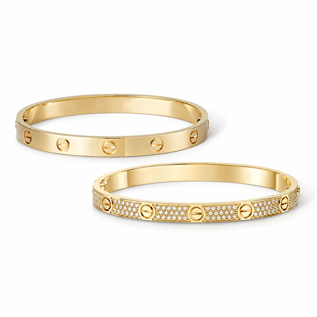 [NOBLE AURA] LOVE  Classic & Diamond-Paved Bracelet Stack Set