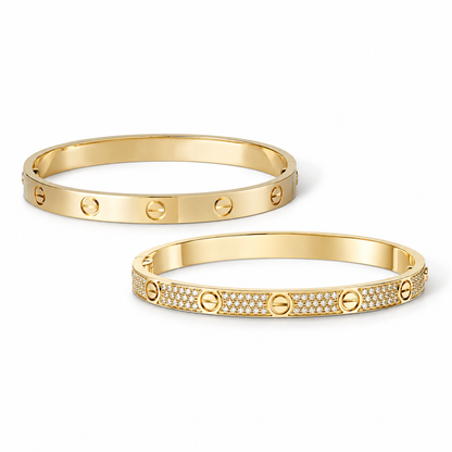 [NOBLE AURA] LOVE  Classic & Diamond-Paved Bracelet Stack Set