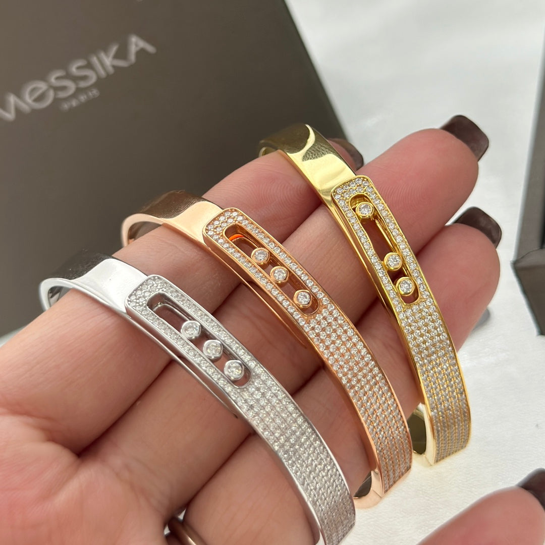 [NOBLE AURA]Move Noa Rose Gold Pavé Diamond Bangle Bracelet