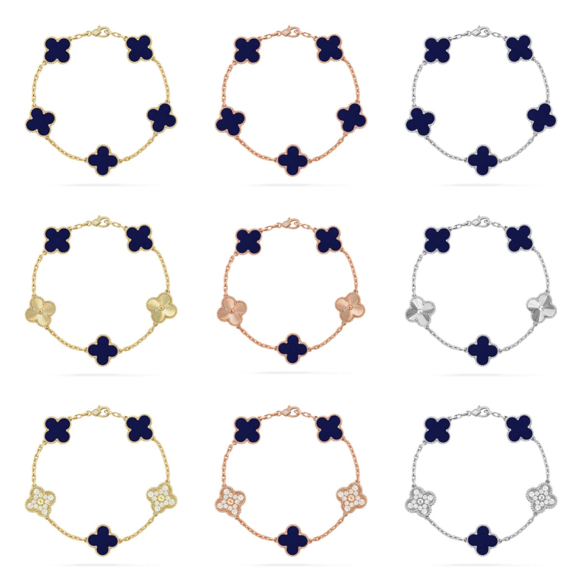 [NOBLE AURA]CLOVER 5 MOTIF LAPIS LAZULI BRACELET COLLECTION