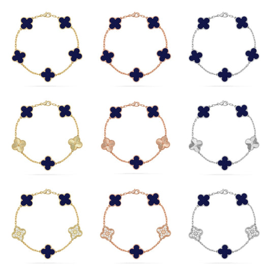 [NOBLE AURA]CLOVER 5 MOTIF LAPIS LAZULI BRACELET COLLECTION