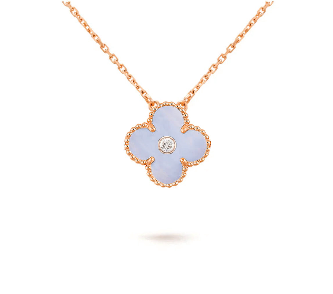 [NOBLE AURA]CLOVER 15MM DIAMOND SINGLE FLOWER NECKLACE COLLECTION