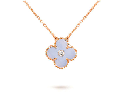 [NOBLE AURA]CLOVER 15MM DIAMOND SINGLE FLOWER NECKLACE COLLECTION