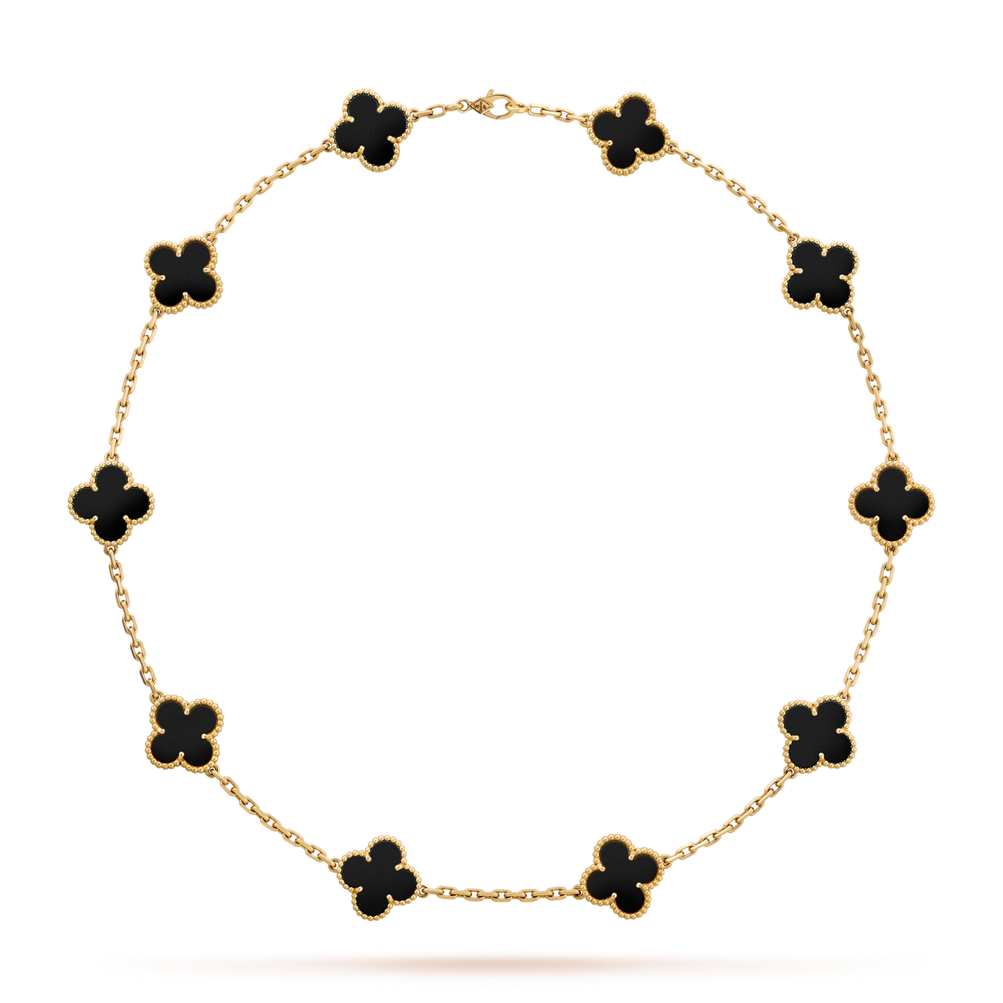 [NOBLE AURA]CLOVER 10 MOTIFS ONYX NECKLACE