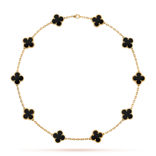 [NOBLE AURA]CLOVER 10 MOTIFS ONYX NECKLACE