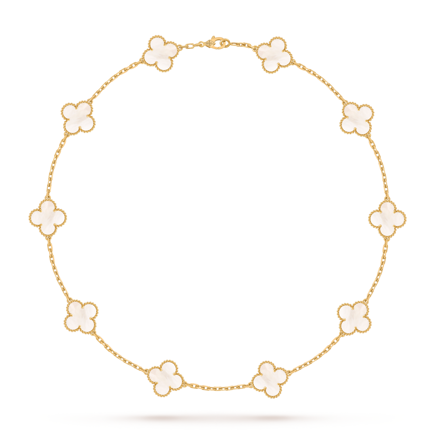 [NOBLE AURA]CLOVER 10 MOTIFS PINK MOP NECKLACE