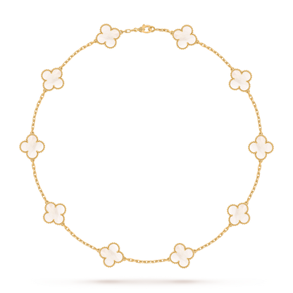 [NOBLE AURA]CLOVER 10 MOTIFS PINK MOP NECKLACE