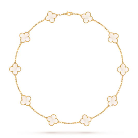 [NOBLE AURA]CLOVER 10 MOTIFS PINK MOP NECKLACE