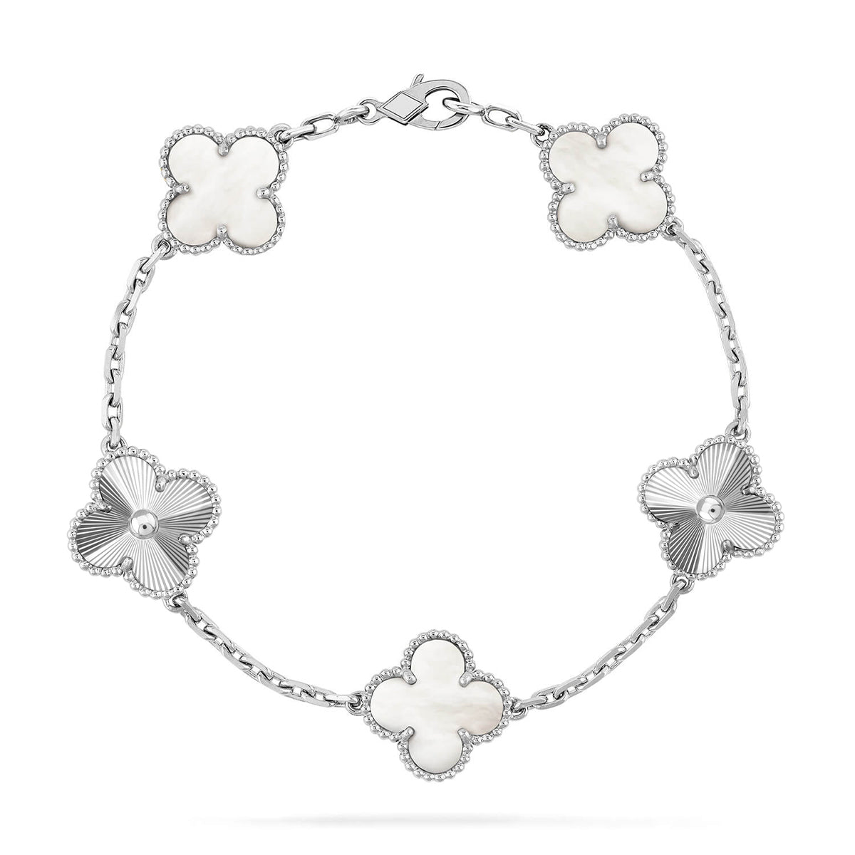 [NOBLE AURA]CLOVER WHITE PEARL MOP 5 MOTIF BRACELET COLLECTION